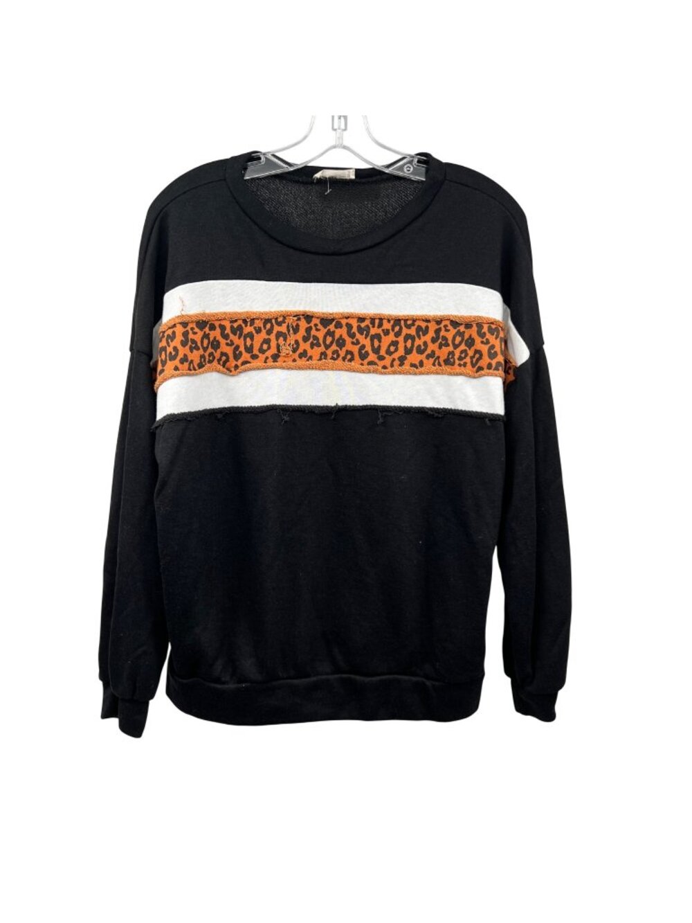 Beeson River Womens Sweatshirt Black/Cheetah Print Size Medium